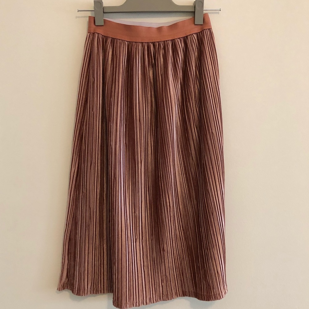 Velvety Pleated Blush/Copper Bo Bel Skirt